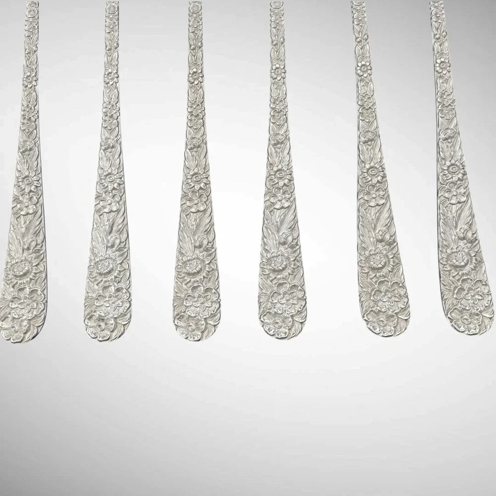Kirk & Son Repousse Sterling Set Of 6 Iced Tea Spoons 7 3/4